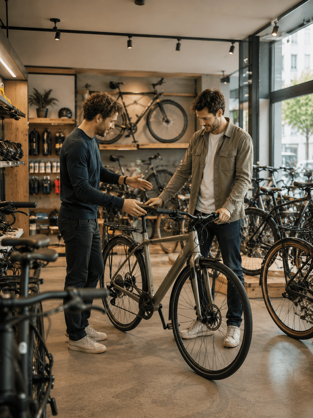 Magasin de vélos avec vélos exposés